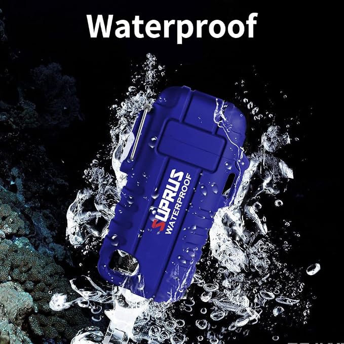 SUPRUS Waterproof Lighter Windproof Lighter Arc Plasma Lighters USB-C Rechargeable with Expandable and Flexible Neck for Outdoor, Camping & Kitchen (Blue, 2Packs)