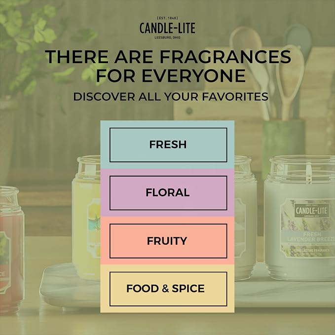 Candle-lite Scented Candles, White Amber Vanilla, 18 oz Jar, Proudly Poured in the USA, Aromatherapy Candle, Single-Wick with 110 Hours of Burn Time, Perfect for Creating a Relaxing Ambiance