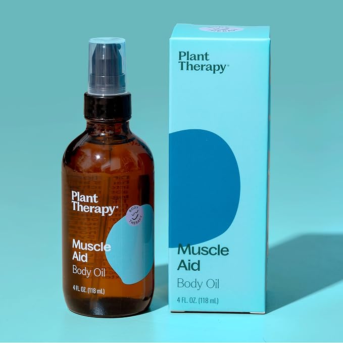 Plant Therapy Muscle Aid Body Oil 4 oz Soothes Muscles, Refreshing & Minty, Filled with Vitamins, Minerals & Unsaturated Fatty Acids