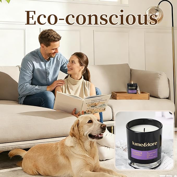 Juniper & Lavender Scented Candle - 7oz Natural Soy Wax, Calming Aroma for Sleep & Meditation