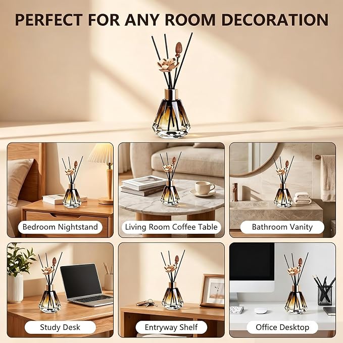 2Pcs 60ml/2oz Diffuser Bottles Empty Refillable Glass Diffusers Jars Aromatherapy Container Fragrance Accessories Use for DIY Replacement Diffuser Sticks Home Bathroom Decor