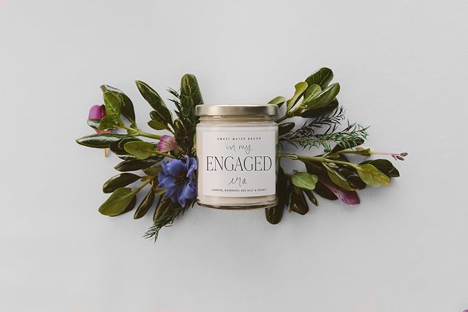 Sweet Water Decor in My Engaged Era Candle - Engagement and Bridal Shower Gifts for Woman - 9 oz Soy Candle in Clear Jar with 40+ Hours Burn Time, Made in the USA