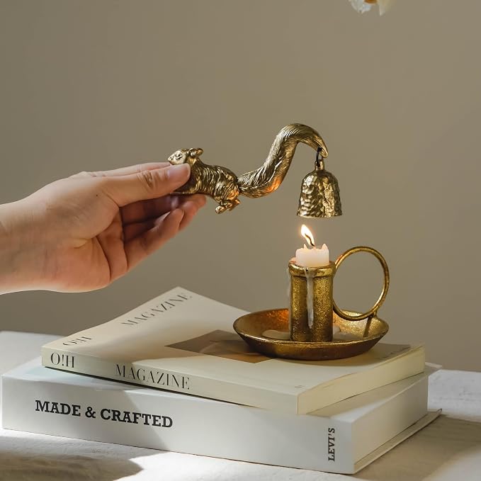 NIKKY HOME Candle Snuffer, Vintage Candle Extinguisher with Squirrel Decorative Metal Candle Snuffers with Long Handle Candles Accessory Candles Accessories Gift
