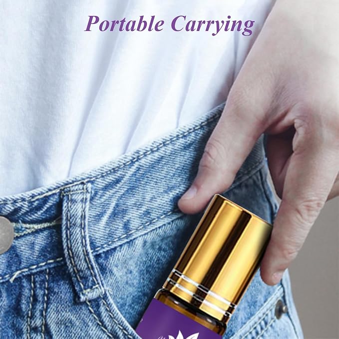 Lavender Essential Oil Roll On for Bedtime & Relaxation, Pre‑Diluted Calming Aromatherapy for Pillow, Pulse Points, Skin & Massage, Portable 10mL Rollerball – Mumianhua