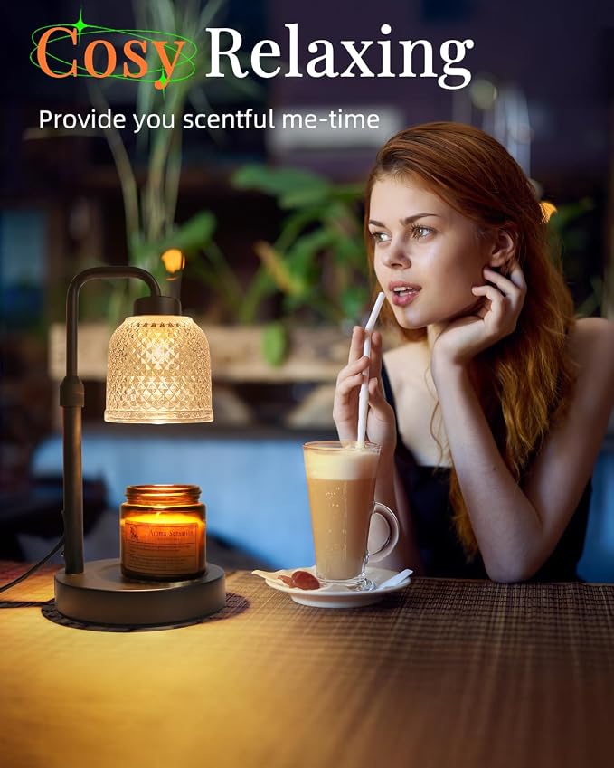 AIFEI Candle Warmer Lamp with Timer, Dimmable Adjustable Height Candle Lamp, Birthday Gifts for Women Mom Sister Friends, House Warming Gifts New Home, Candle Lamp Warmer with 2 Bulbs - CoalBlack
