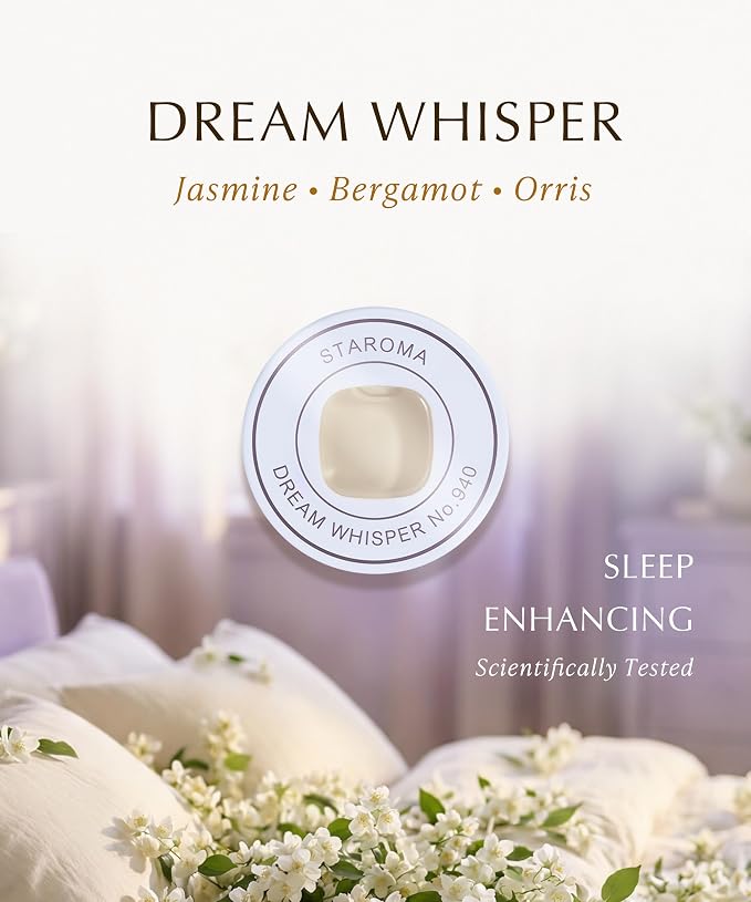 Dream Whisper (Jasmine Essential Oil Refill), Compatible with STAROMA Waterless Essential Oil Diffuser – Premium Aromatherapy Fragrance, Gentle and Consistent Scent – for 200 sqft Small Home, Office