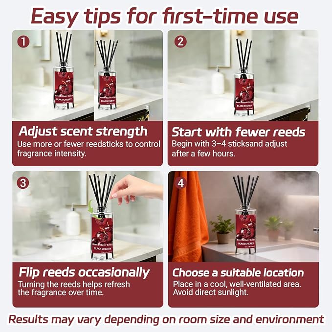 SCENTORINI Reed Diffuser Oil Refill, Black Cherry Diffuser Oil 6.76 Fl Oz, Natural Scented Essential Oil Refill Long Lasting Summer Home Fragrance for Room Spa Aromatherapy Bathroom Home Decor