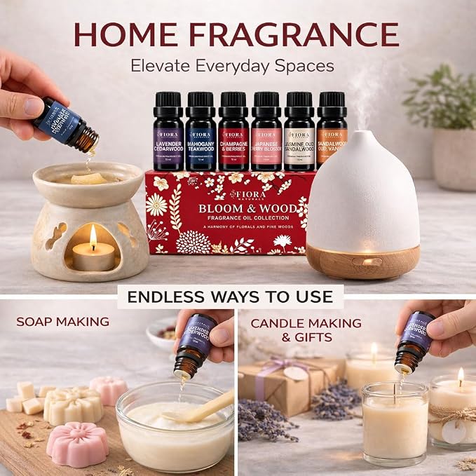 Premium Fragrance Oil Set – Highly Concentrated Scented Oils for Candle Making, Soap, Wax Melts & Home Fragrance, Long Lasting Aroma Oils Gift Set for Diffusers & DIY, Aromatherapy Selfcare Gift