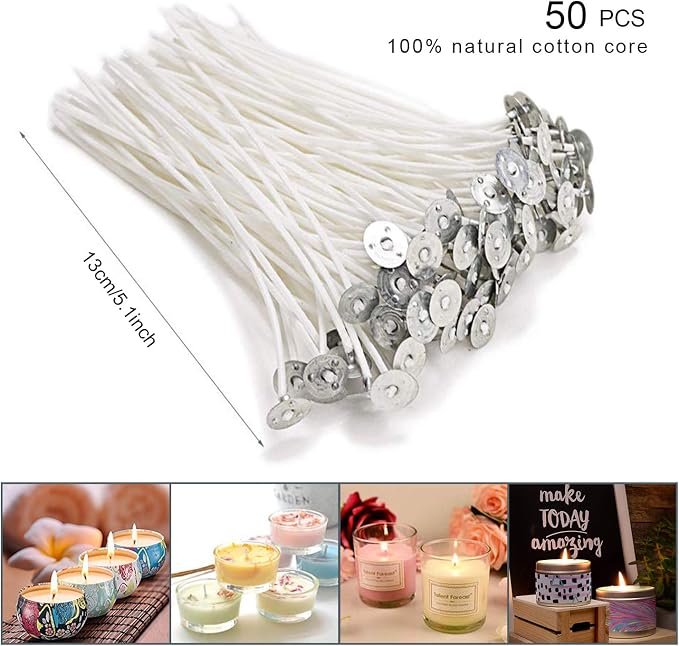 DINGPAI Candle Making Supplies, DIY Candles Craft Tools Including Candle Make Pouring Pot, Candle Wicks, Candle Wicks Sticker, 3-Hole Candle Wicks Holder, Candle Tins and Spoon