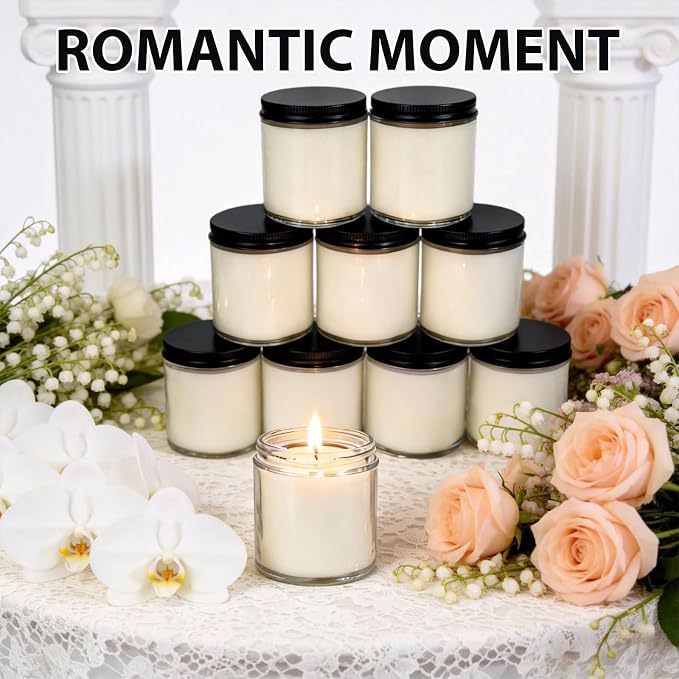 24 PCS 4oz Eucalyptus Scented White Soy Wax Candles | Calming Home Fragrance Gift Set | Bulk Warm Cozy Favors for Weddings, Housewarmings, Holiday Parties