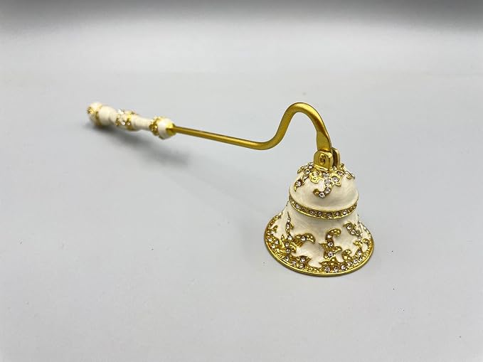 Candle Snuffer Vintage Women Gifts Unique Candle Extinguisher Snuffer with Long Handle Decorative Candle Extinguisher Metal Candle Stopper Candle Accessories Gift (White)