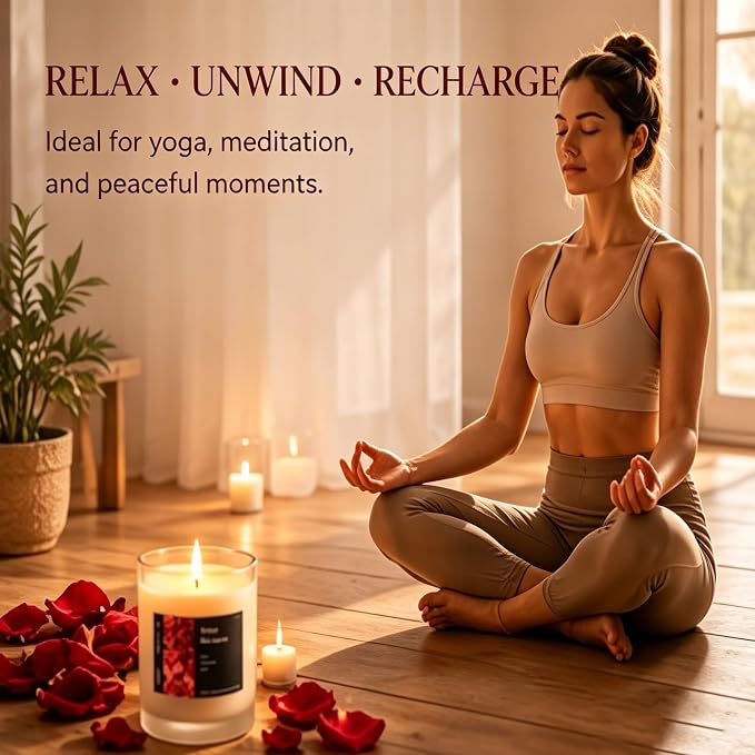 Natural Soy Wax Velvet Rose & Oud Candle, 50 Hour Long Burning Aromatherapy Candle for Relaxation, Romantic Floral Woody Aromatherapy Candle Home Décor, Spa, Yoga, Sleep & Holiday Gifts