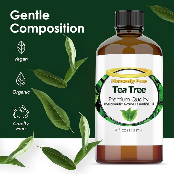 Heavenly Pure - Tea Tree Essential Oil 4 oz Bottle for Candle Making, Aromatherapy, Body, Face, Skin and Hair Care - 118 ml - Tea Tree Oil