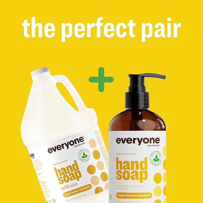 Everyone Liquid Hand Soap Refill,32 Ounce,Meyer Lemon and Mandarin,Plant-Based Cleanser with Pure Essential Oils,(Pack of 4)