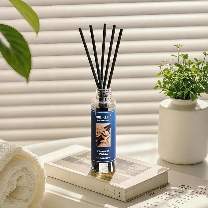 Airkeep Reed Diffuser Oil Refill/Cashmere Vanilla/3.38 oz / 1 Pack/Air Freshener & Aromatherapy Essential Oil Blend for Home Fragrance – Scented Refill Oil for Bathroom, Bedroom & Home Decor