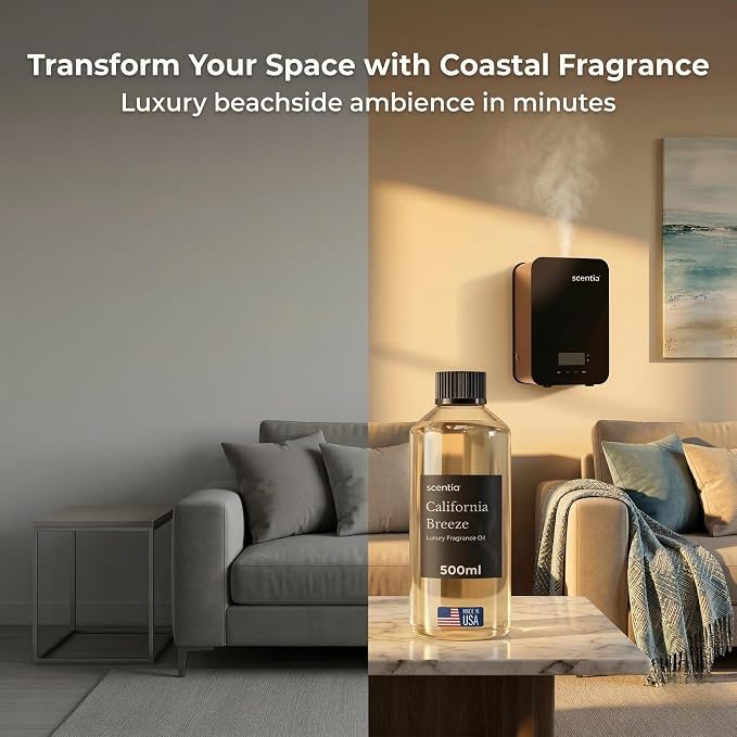 Scentia California Breeze Diffuser Oil for HVAC Scent Machine – Hotel Fragrance Inspired by Delano Beach Club – 500 mL – Orange, Green Tea & Jasmine Oil for Commercial & Cold Air Diffusers