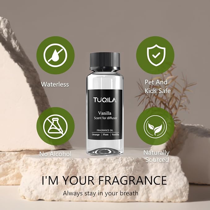 Vanilla Oil Essential Oils for Waterless Diffuser, Aroma Scent- Hazelnut, Citrus, Cinnamon, Plum& Cashmere Wood Fragrance Oil 120ml, Home, Hotel, Office and Car