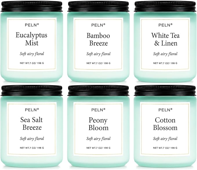 Scented Candles Gift Set, 6 Pack 7 oz Soy Candles for Home, Fresh Botanical Fragrances, Up to 300 Hours Total Burn Time, Candle Gifts for Women, Mom, Housewarming