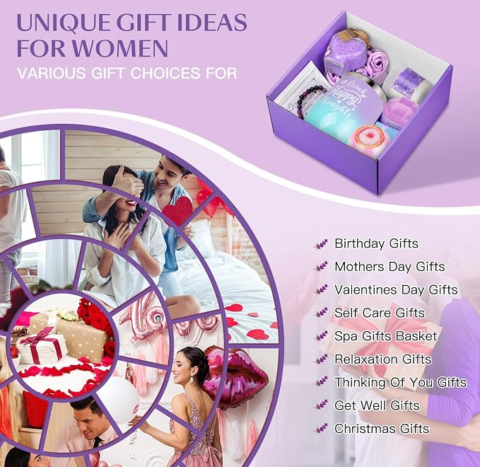 Birthday Gifts for Women, Get Well Gifts Basket for Women, Self Care Gift Relaxing Spa Gift Set for Her, Christmas Mothers Day Gifts for Mom, Best Friend, Girlfriends, Wife, Sister and Coworkers