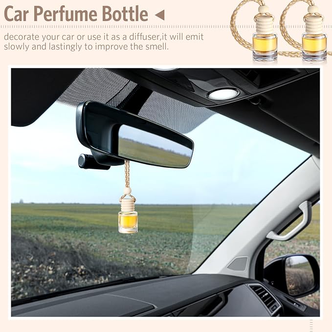 BBTO 100 Pcs Car Air Fresheners Diffuser with Wooden Cap Empty Aromatherapy Diffuser Clear Fragrance Holder Pendant Hanging Perfume Fresheners Bottles for Car Decor(Classic,Clear)