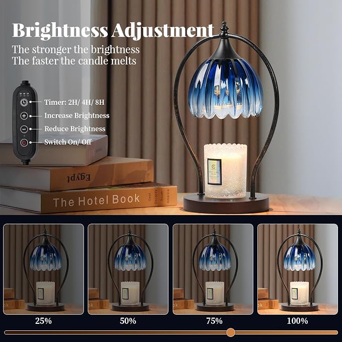 GOODBUY Candle Warmer Lamp with Timer Dimmable: Electric Candle Warmer Birthday Gifts for Women Mom - Candle Lamp Warmer House Warming Gifts New Home Decor - Wax Warmer for Jar Candles with 2 Bulbs
