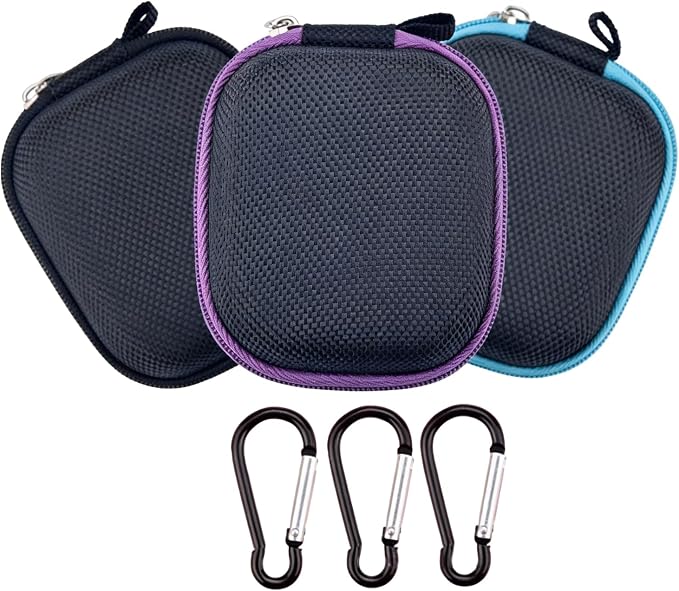 VASANA 3Pcs Portable Essential Oil Carrying Case Mini Travel Size Essential Oils Storage Bag Organizer Hardshell Case for 6Pack 1-5ml Roller Bottles