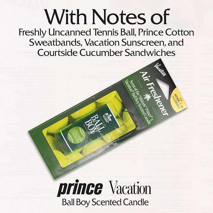 Vacation Car Air Freshener, Pack of 3 - Hanging Air Freshener for Car, Home and Office, Ball Boy Tennis Candle Signature Scent, Long-Lasting Deodorizer