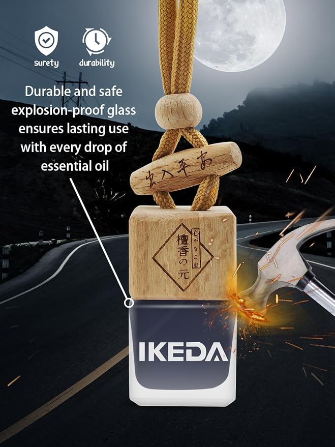 Ikeda Car Air Freshener: Hanging Car Smell Air Freshener | 10ml Hanging Car Perfume | Long Lasting Fragrance | Strong Scents Diffuser for Auto Home (Dark night|Square)
