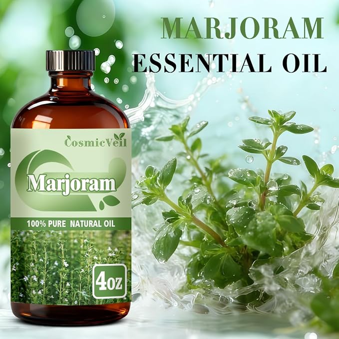 Marjoram Essential Oil Marjoram Oil for Aroma Diffuser,Humidifier,Home Fragrance,Cleaning,Body Care,Massage,Yoga,DIY Candle,DIY Soap CosmicVeil（Marjoram，4 Fl Oz (Pack of 1)）