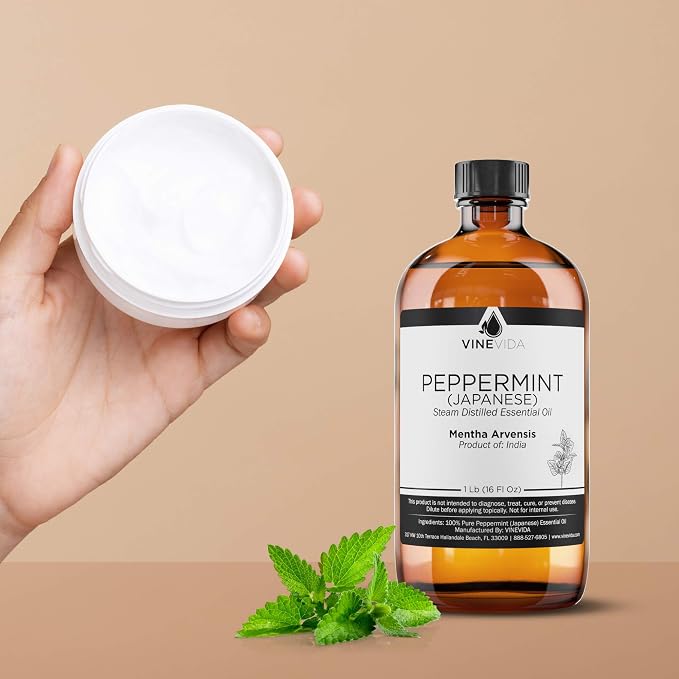 VINEVIDA Peppermint Japanese Essential Oil 16 oz Undiluted - Pure, Natural, Vegan, and Sustainable