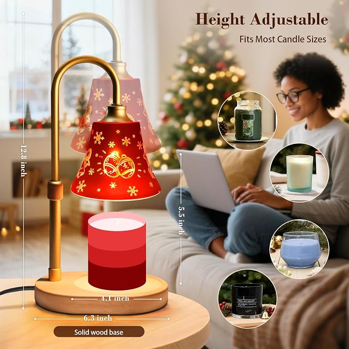 Candle Warmer Lamp with Timer Dimmer：Christmas Decorations Indoor, Birthday Gifts for Women Mom, Vintage Wax Melt Warmer for Jar Candles, Warming Gifts for Office, Dorm, Apartment & New Home Decor