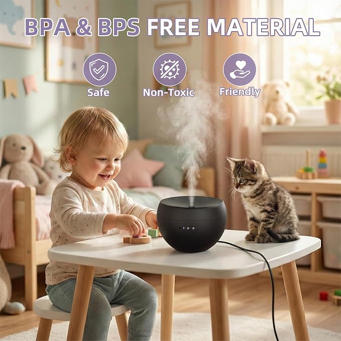 Essential Oil Diffuser,Cool Mist Humidifier with 2 Modes, Auto-Off Function | Small Ultrasonic Aromatherapy Diffuser, Fragrance Aroma Diffuser for Bedroom, Home Essentials, Scent Diffuser 100ml, Black