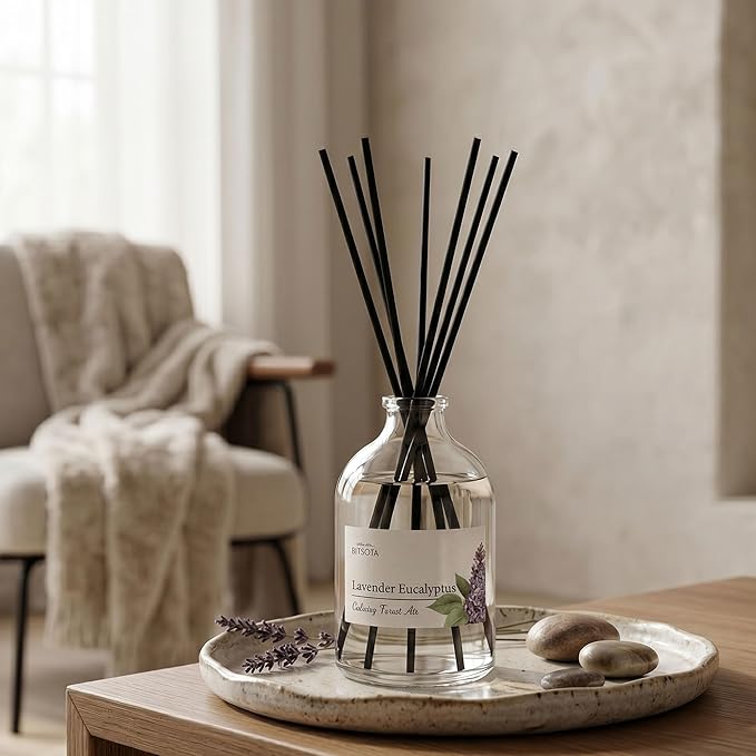 Reed Diffuser Set for Bathroom & Home, Long Lasting Essential Oil Aroma, Glass Bottle Home Fragrance with Sticks, Ideal Gift for Woman