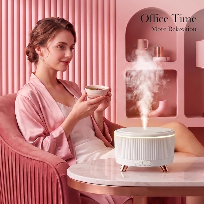 Premium Ultrasonic Essential Oil Diffuser: 500ML Large Capacity, 7-Color Mood Lighting, Remote Control, Timer, Cool Mist Humidifier for Long-Lasting Aromatherapy in Home, Bedroom, Yoga (White)