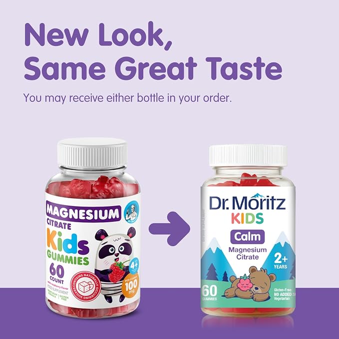 DR. MORITZ Sugar-Free Calm Magnesium Gummies for Kids and Adults - Non-GMO Magnesium Citrate Gummies - Raspberry Flavor - 1-Pack (60 Count)