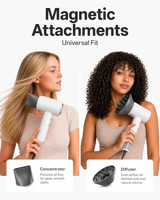Tideway Hair Dryer Professional High-Speed Ionic Blow Dryer 110,000 RPM, Compact Hair Dryer with Magnetic Diffuser, Fast Drying with Brushless Motor Low Noise Smart Temperature Control-H11