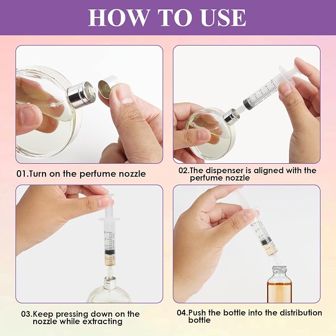 4 Pack-5ml Plastic Perfume Syringe Extracto Decanter Kit with Blunt Stainless Needle Tip, Suitable for Perfume、Ink、Pen、Printer Filling, Refillable Liquid Dispensing and Measuring.