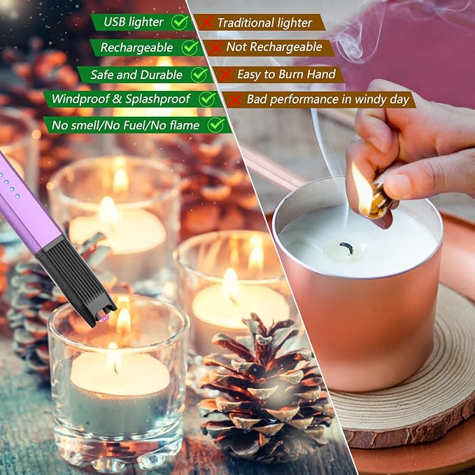 MEIRUBY Lighter Stocking Stuffers for Adults Wife Mom, Electric Candle Lighter for Women Mom Candle Lover Christmas Birthday Present Ideas Gifts, Cool Gadgets for Women Men 2025