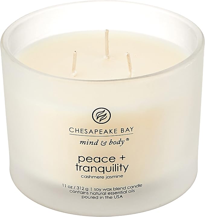 Chesapeake Bay Candle Scented Candle Peace + Tranquility (Cashmere Jasmine) 3-Wick Coffee Table Jar,(Pack of 4)