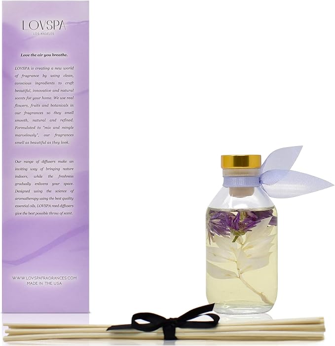 Lavender Vanilla Reed Diffuser Set, Guest Bathroom, Home Fragrance | Lavender and vanilla profile, decorative glass bottle, entryway, living room, home aroma