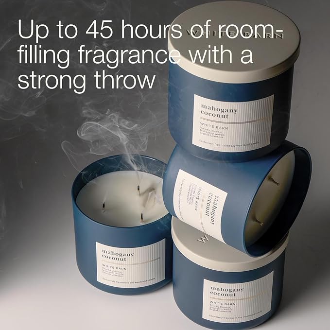 Bath & Body Works 3-Wick Candle, Mahogany Coconut Candle, Strong Throw, Long-Lasting Burn Up to 45 Hours, Exclusively Fragranced Soy Wax Blend, 14.5 oz - 2 Pack