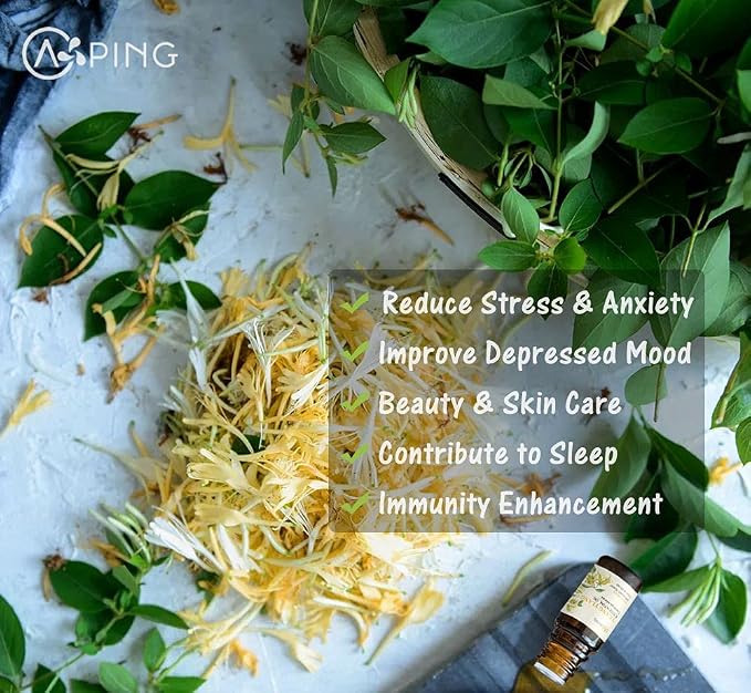Honeysuckle Essential Oil - 100% Pure Organic Natural Plant (Lonicera Japonica) Honeysuckle Oil for Diffuser, Aroma, Spa, Massage, Yoga, Perfume, 0.33oz