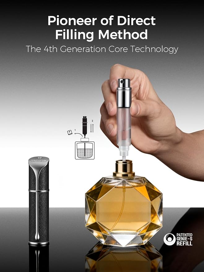 Travalo AQUA Refillable Perfume Atomizer, 5ml Travel Perfume Bottle with Easy Bottom Refill, Leak-Proof Mini Cologne Sprayer, TSA-Approved Pocket Fragrance Spray for Women & Men,1 Piece (Black)