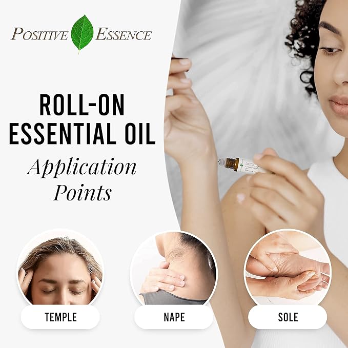Lemongrass Essential Oil Roll-On – Natural Aromatherapy Oil, Pre-Diluted with Jojoba for Skin Application, Travel Size Roller with Leak-Proof Metal Ball (10 mL)