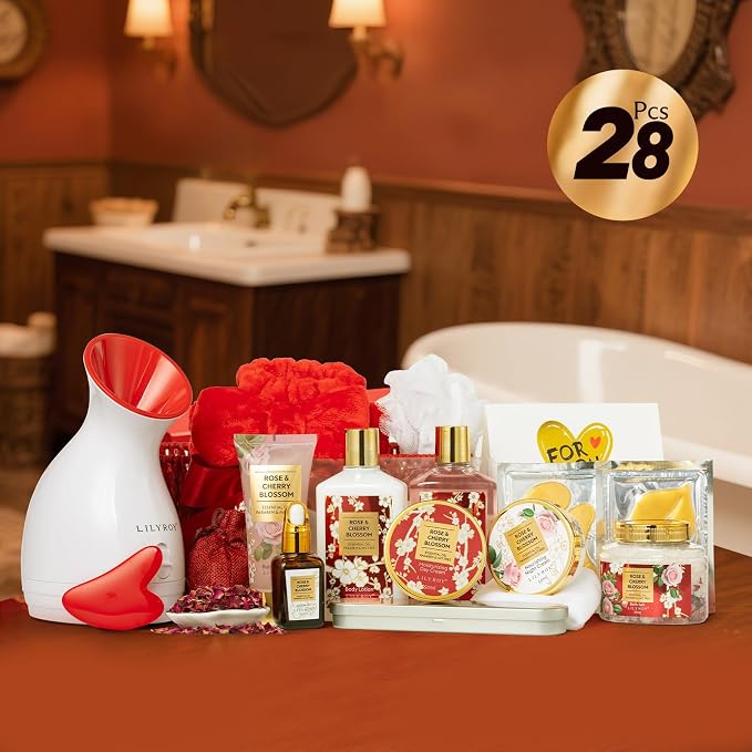 27 Pcs Spa Gifts Basket Set, Spa Kit Bath Set, Skin Care Gift Set for Women