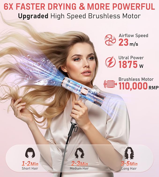 FMZ Professional Ionic Hair Blow Dryer with Smart Display, 1875W High Speed Brushless Motor for Fast Drying, Small Portable Light weight Low Noise, Curly Diffuser Blowdryer for Women Kids Salon Travel