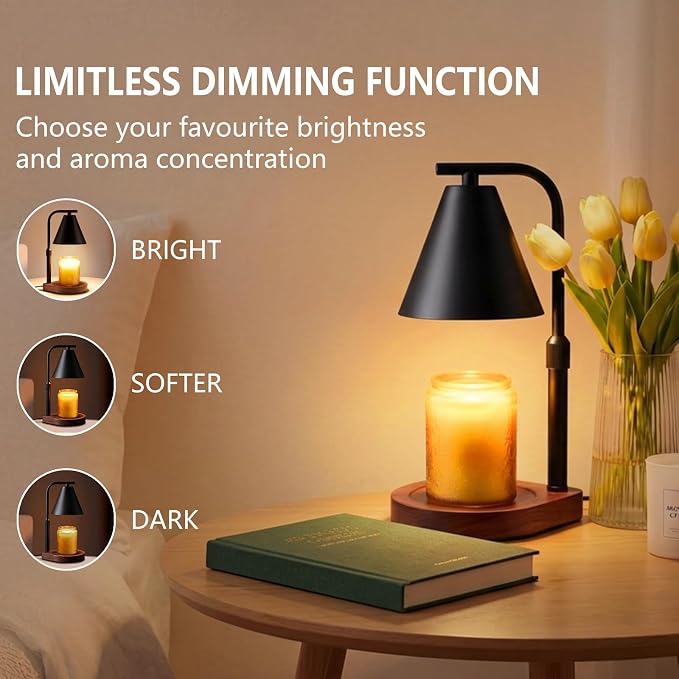Candle Warmer Lamp with Timer & Dimmer- Electric Wax Melt Warmer with Adjustable Height for Scented Candles, Home Décor Fragrance and House Warming Birthday Gifts for Women Mom