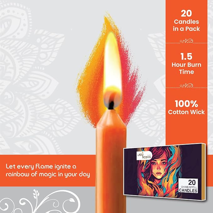 Set of 20 Solid Color Taper Candles – 4-Inch Dripless Paraffin Wax Candles with Cotton Wick – Ideal for Weddings, Shabbat, Holiday & Home Decor, Gift Set (Orange)