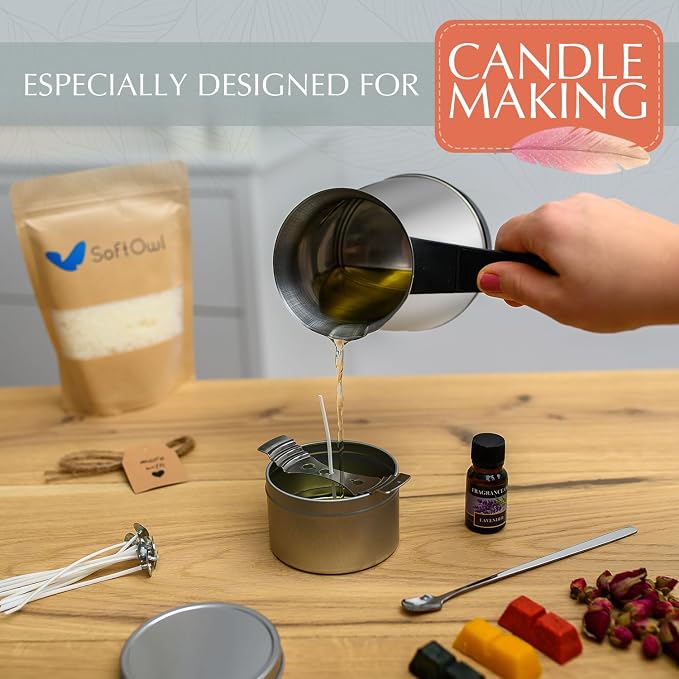 SoftOwl Premium Soy Candle Making Kit - Black Edition - Full Set with Electric Melter - Soy Wax, Big 7oz Jars & Tins, 7 Pleasant Scents, 10 Color Dyes & More - Perfect as Home Decorations