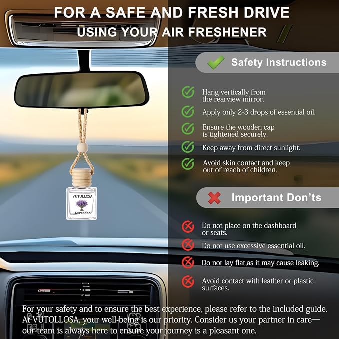 2-Pack Car Air Fresheners, Car Deodorizer, Lavender Scented Air Freshener Long Lasting Hanging Car Air Freshener for Men and Women, Car Scent Diffuser by VUTOLLOSA